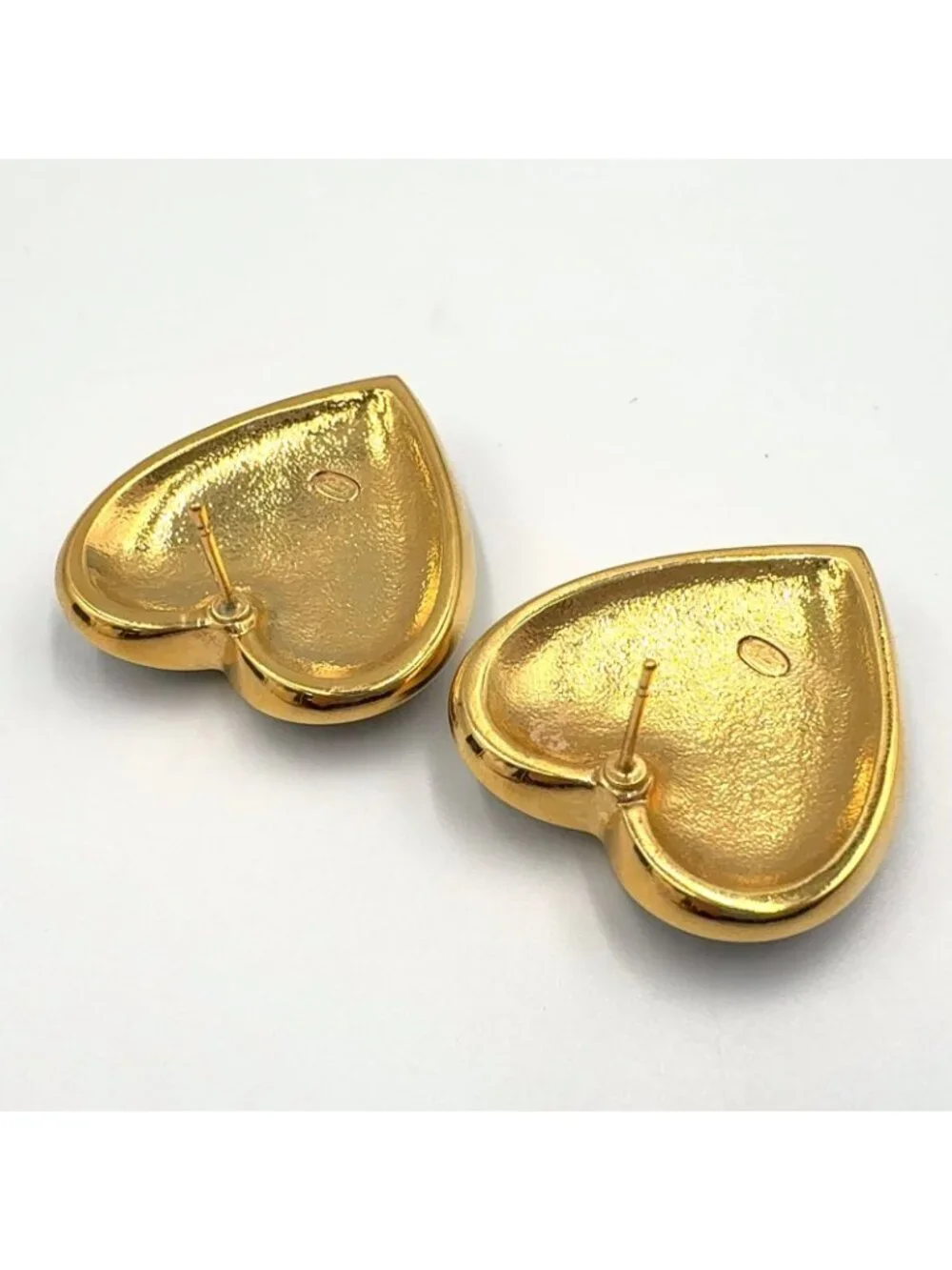 Chanel CC Logo Heart Motif Metal Resin Gold Earrings